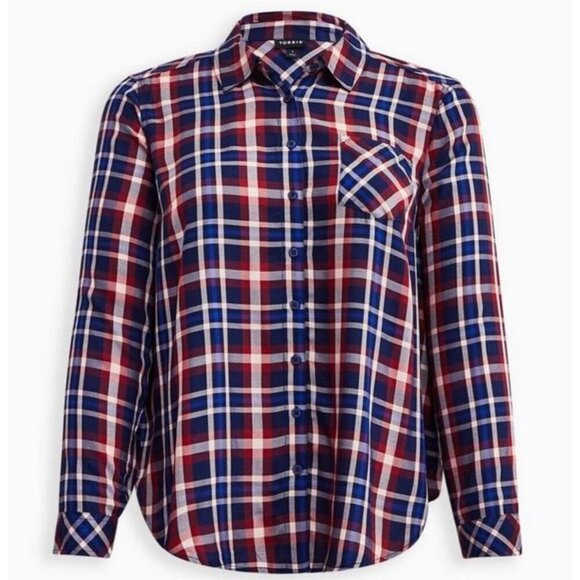 torrid Tops - Torrid Size 6 Plaid Flannel Button Up Long Sleeve Shirt